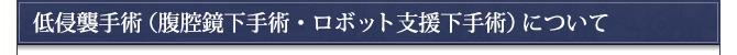 低侵襲手術(腹腔鏡下手術・ロボット支援下手術)について