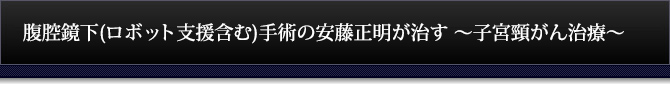 腹腔鏡下(ロボット支援含む)手術の安藤正明が治す～子宮頸がん治療～