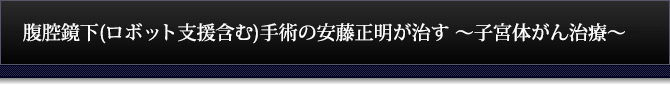 腹腔鏡下(ロボット支援含む)手術の安藤正明が治す～子宮体がん治療～