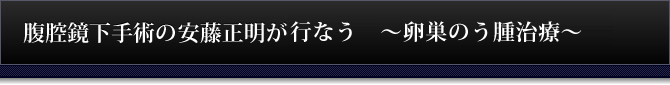 腹腔鏡下手術の安藤正明が治す～卵巣のう腫治療～